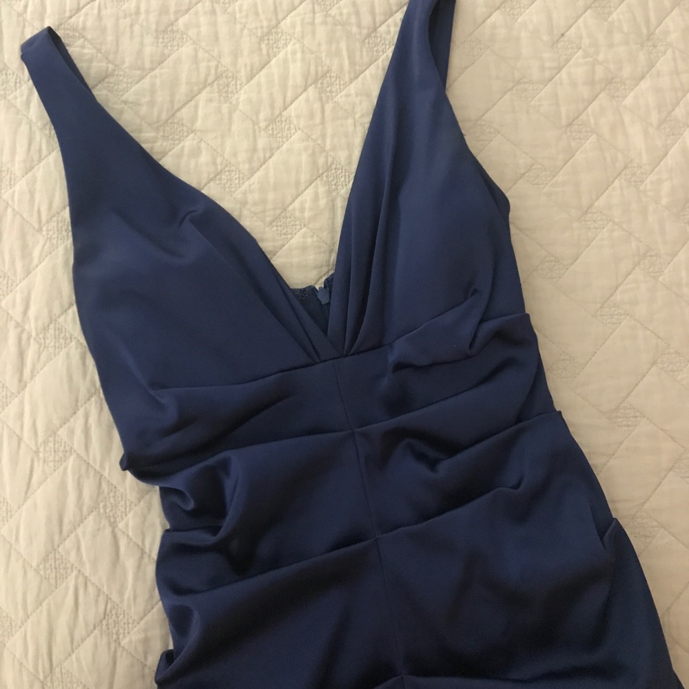 Navy blue rouched cocktail dress